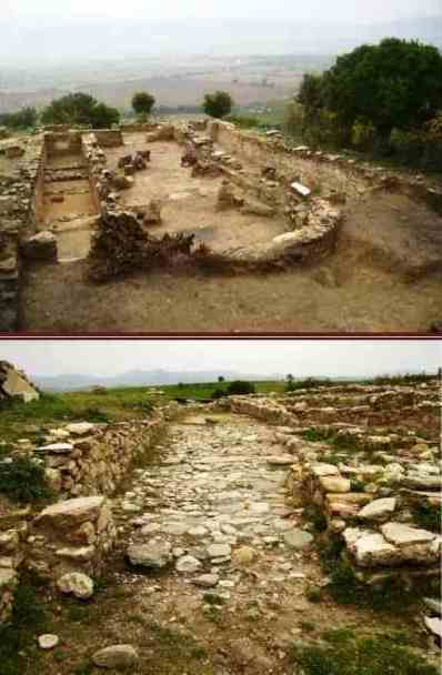 Από τον αρχαιολογικό χώρο "Καστρί Δολίχης" Επάνω: Πανοραμική απεικόνιση της Βασιλικής Γ'. Κάτω: Ο Δρόμος που χωρίζει μέρος της Πόλεως.